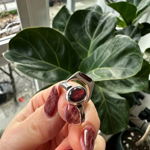 Silver Garnet Ring Set - Picture 3 of 6